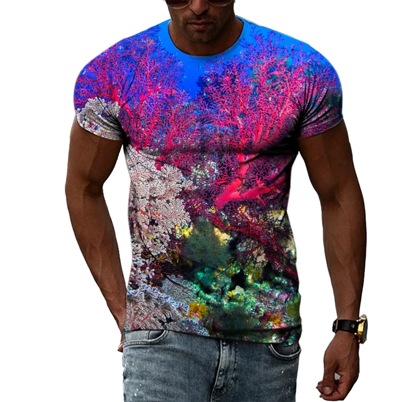 Summer Casual Style Underwater World graphic t shirts For Men Fashion Holiday Taste harajuku 3D Print short sleeve t-shirts Top