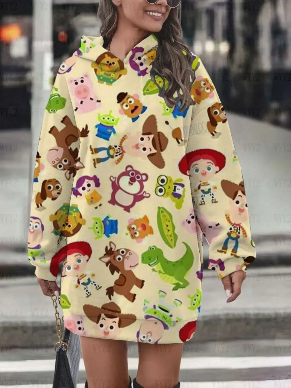 Disney Toy Story Cute Pattern Print Women's Autumn and Winter Hoodie Dress Street Versatile Personalized Women's Clothing