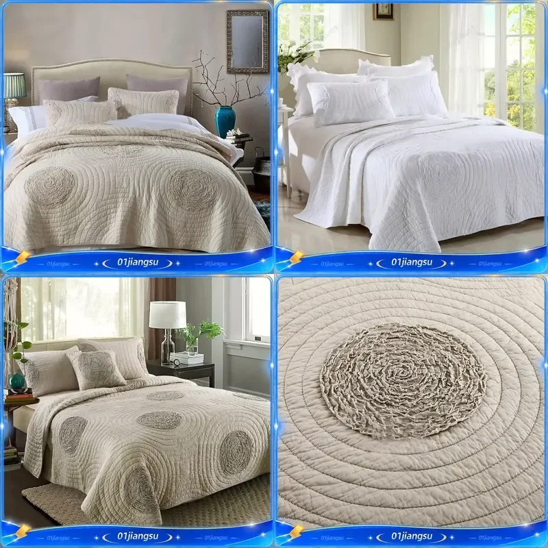 Quilted Cotton Bedspread Double Queen King Size Bed Cover Summer Quilts Bed Linen Lightweight Bedding Throw Blanket Home