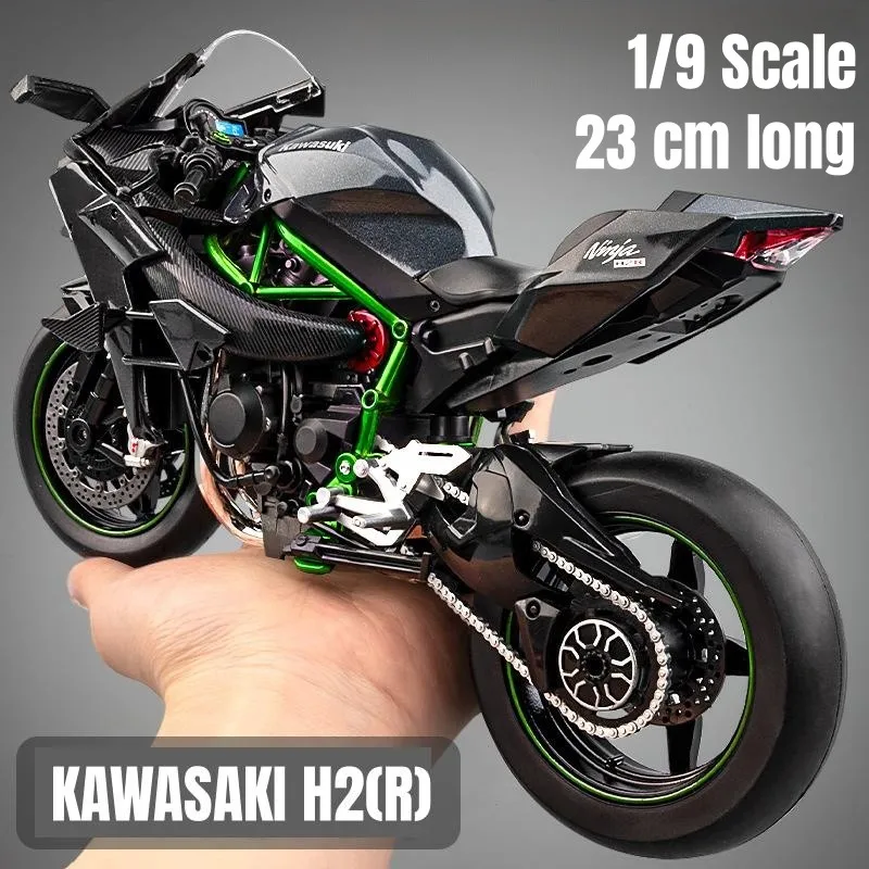 1/9 KAWASAKI H2R Ninja Toy Motorcycle Miniature Diecast Metal Large Size Model Racing Sound & Light Collection Gift Boy Children