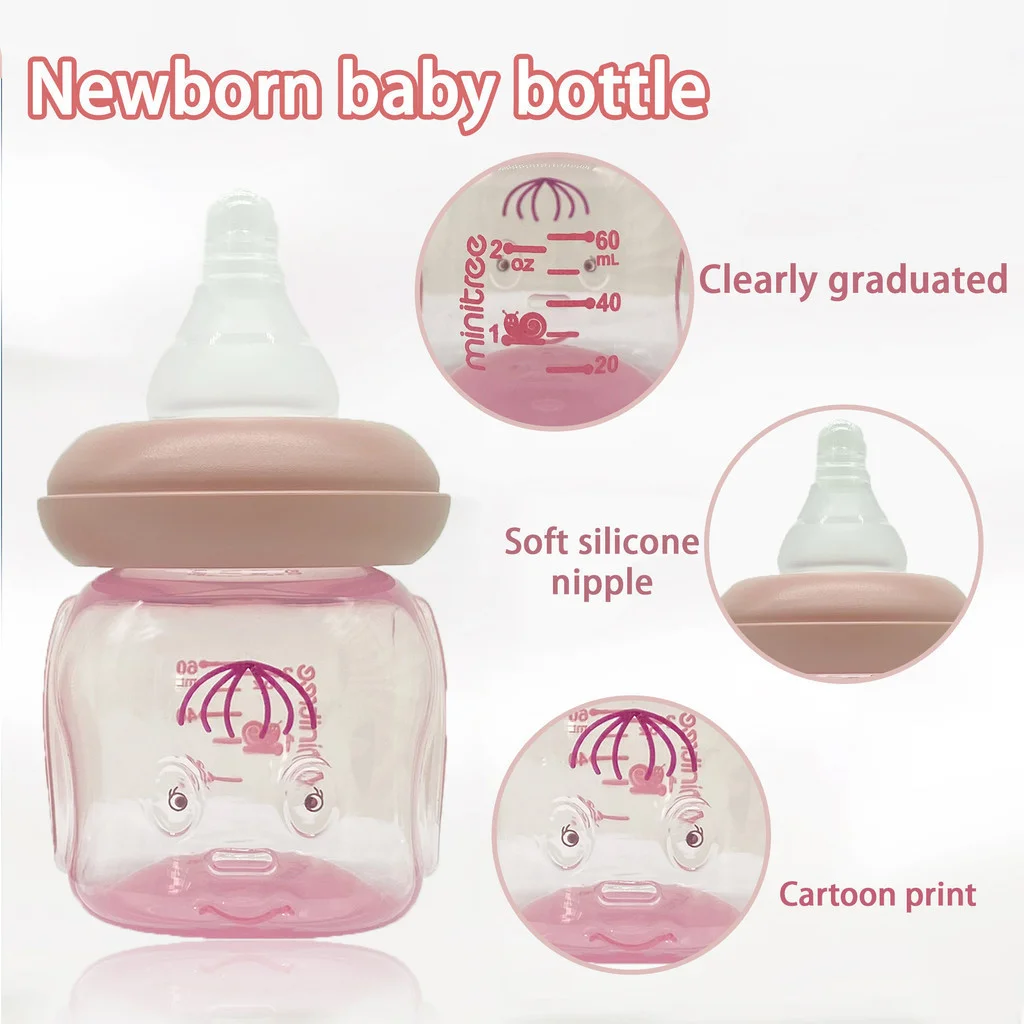 Cute newborn baby bottle with ice cream design, 60ml PP bottle, BPA free, recent photography props