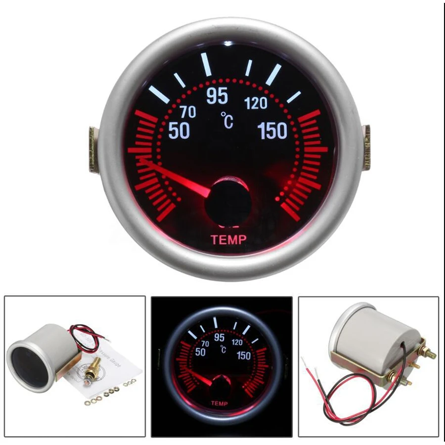 Water Temp Gauge Colors LCD Display Meter Racing Gauges 52mm 2 Inch with Sensor De Temperatura Auto Instrument Gauges