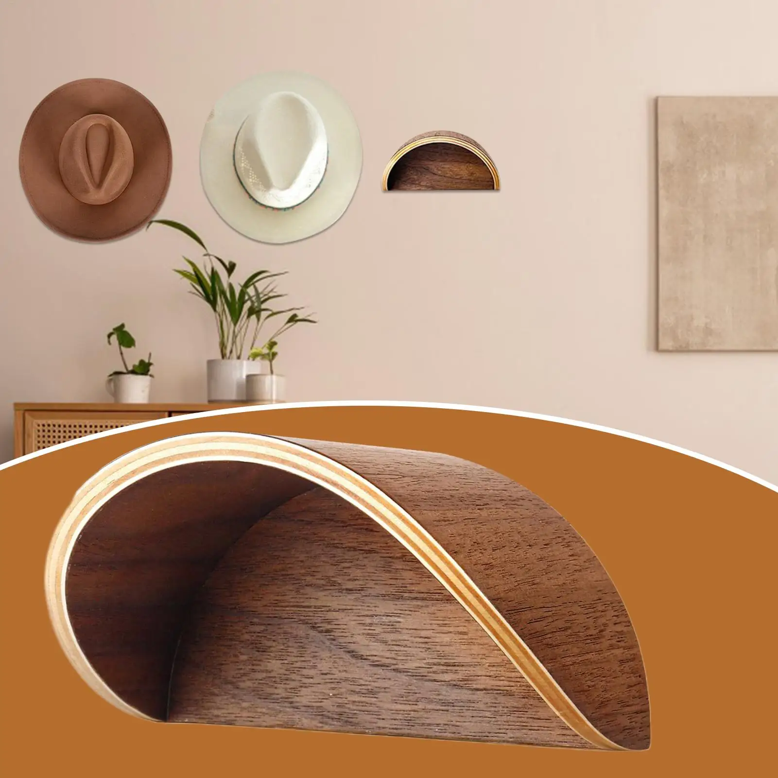 Cowboy Hat Rack For Wall Wooden Hat Display Holder Wood Western Caps Hanger Storage Organizer Wall-Mounted For Home deco
