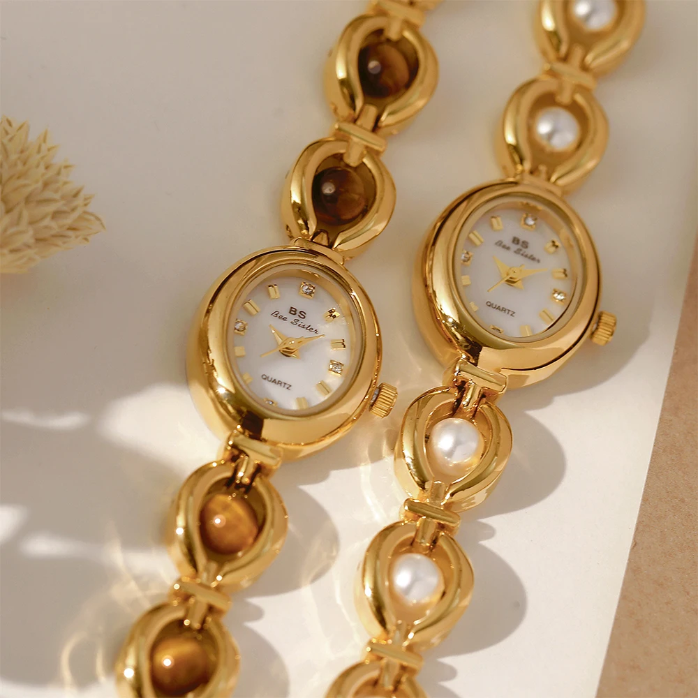 ساعة كوارتز نسائية فاخرة 2025 ملونة من اليشم الطبيعي ساعات بسيطة للسيدات ملابس يومية للحفلات مقاومة للماء هدية معصم مزخرفة