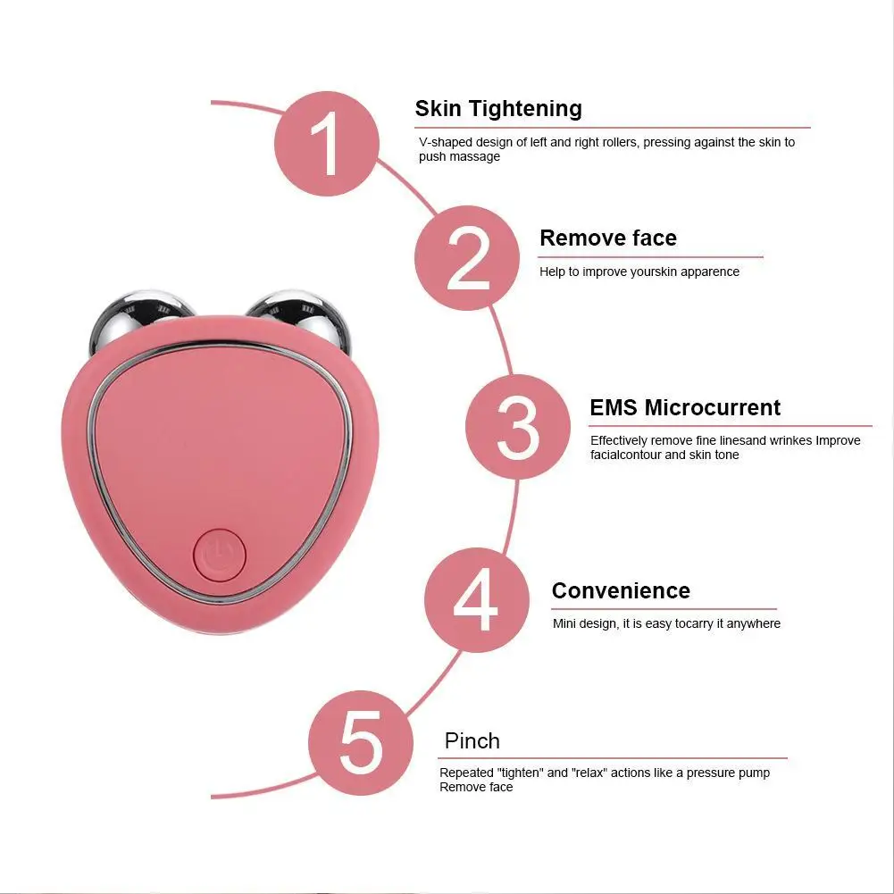 1PCS EMS Mini Face Slimming Massager Micro Current Beauty Instrument Delicate Contour Facial Lifting Firming Skin Diminish Hot