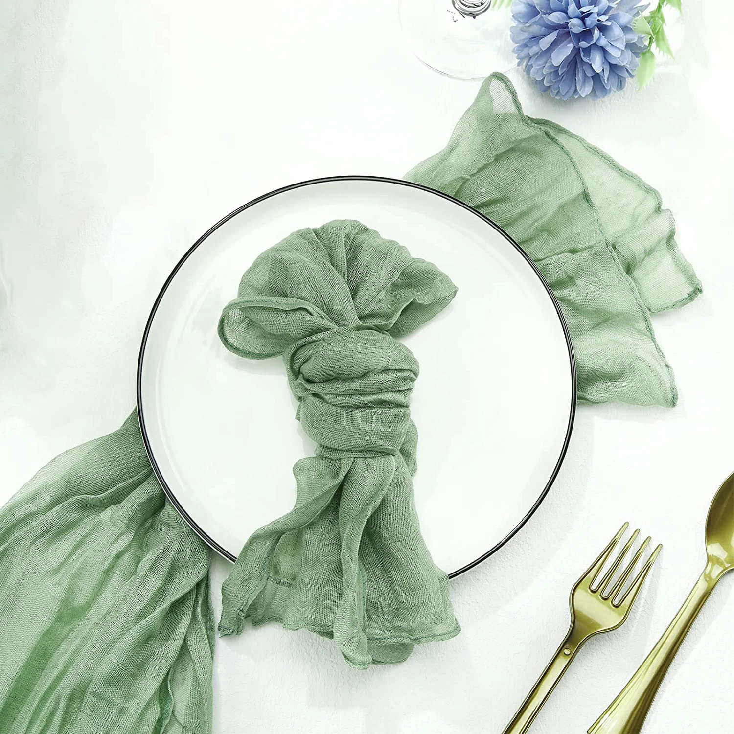 Semi-Sheer Gauze Table Runner Sage Cheesecloth Table Setting Dining Vintage Wedding Party Christmas Banquets Arches Cake Decor