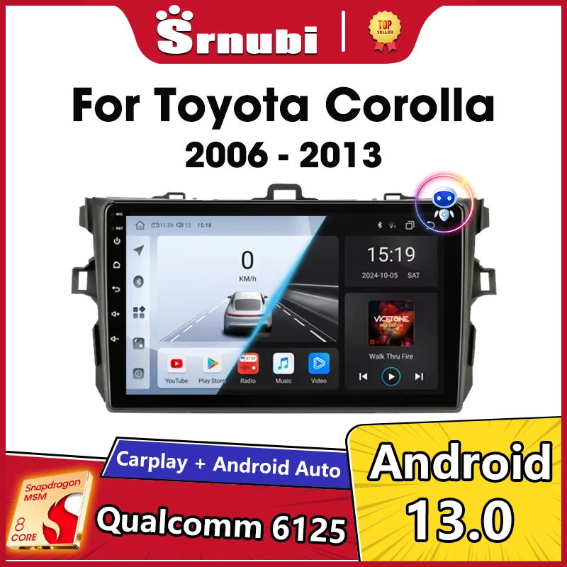 

Srnubi 9" Android 13 Carplay Car Stereo Radio for Toyota Corolla E140 E150 2006 - 2012 Multimedia Player 2 Din GPS DVD Speakers