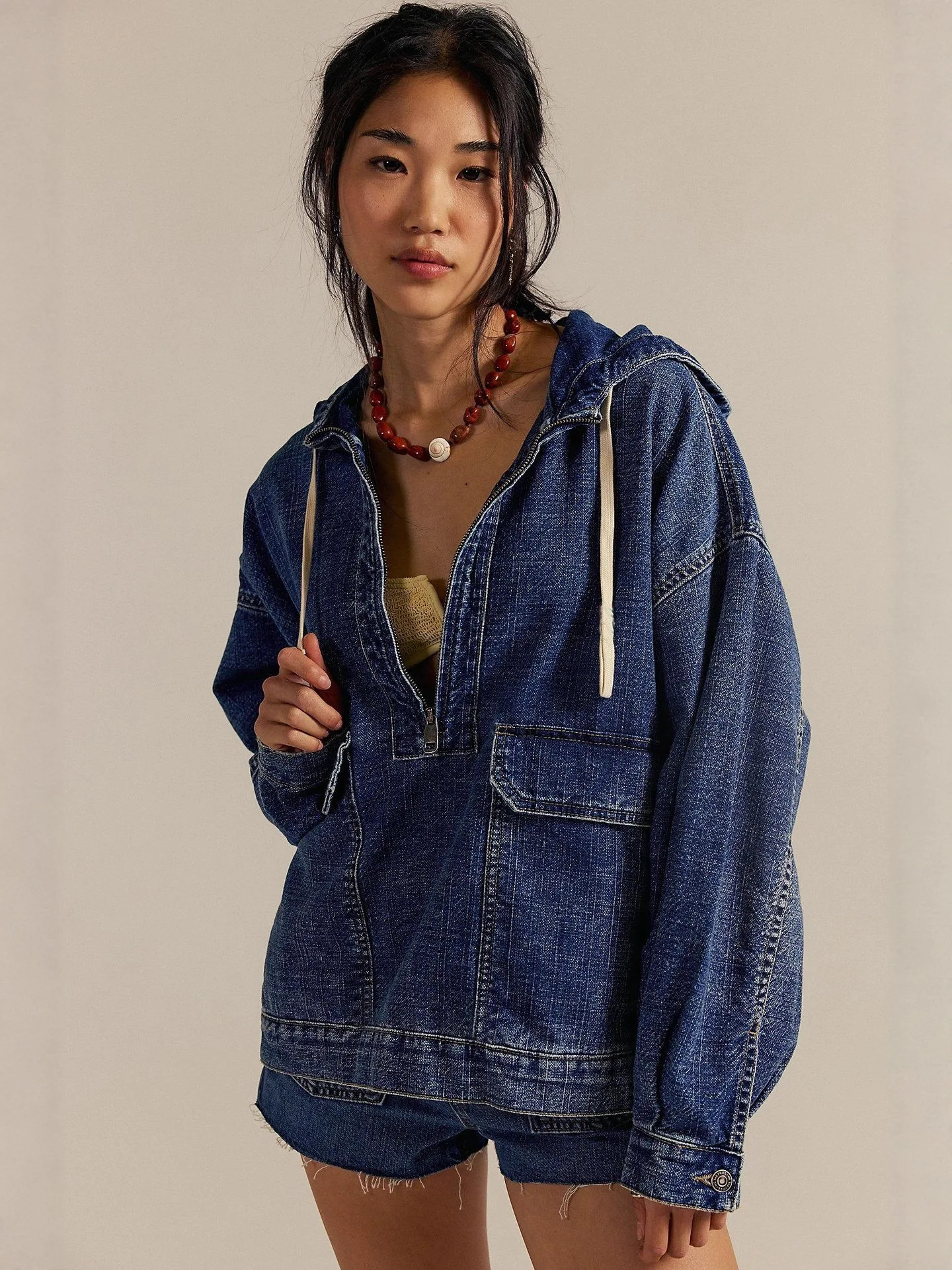 Women's Loose Casual Hooded Long Sleeve Top Autumn 2026 Fashion Laundry Cowboy Style