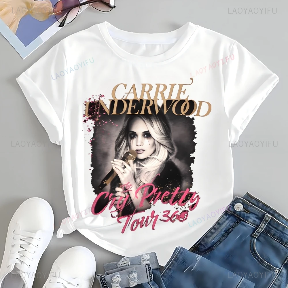 Singer Carrie Underwood Printed T-shirt Top Carrie Underwood Trend Harajuku Short Sleeved Unisex Shirt Graphic Oversized T-shirt