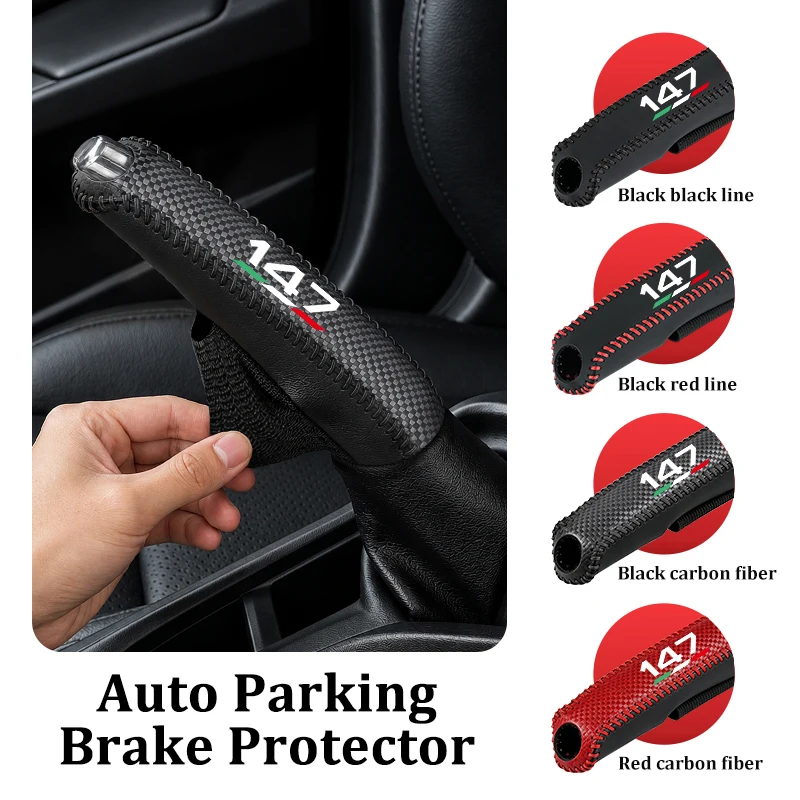 Image of Für Alfa Romeo Auto Handbremsenabdeckung Leder Dekorative Schutzabdeckung Schalthebelabdeckung Giulietta Brera 147 Mito 159