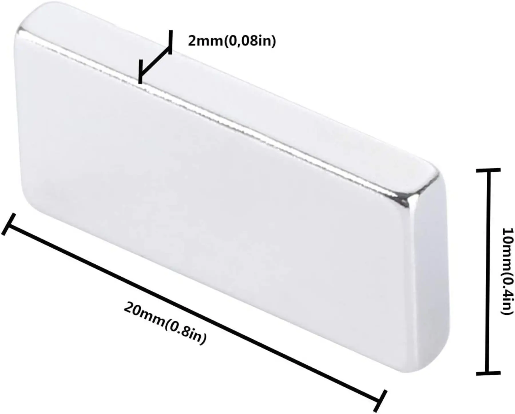 20x10x2/10x10x2mm Kühlschrankmagnete, Leistungsstarke Kleine Rechteckige Metallmagnete für Kühlschrank Garage Küche Wissenschaft Basteln Büro – Detail 3