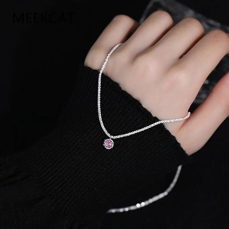 

1CT Sparkling Luxury Pink Moissanite Diamond Pendant Necklace for Women 925 Sterling Silver High Quality Fine Jewelry Choker
