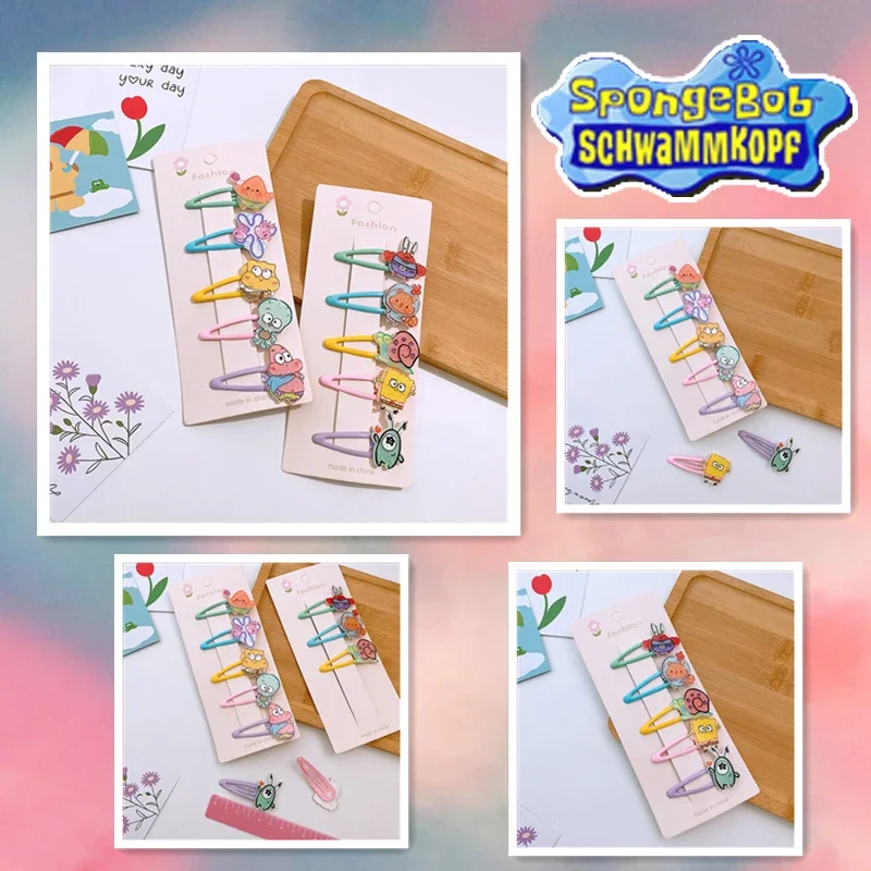 5Pcs SpongeBobs Hairgrips เด็กสาวหวาน Hairpins การ์ตูนอะนิเมะกิ๊ฟหนีบผมชุดเด็ก Headdress น่ารัก Patrick ที่มีสีสัน