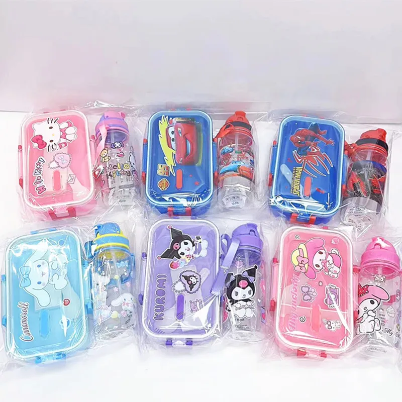 2025 New Sanrio Kuromi Cartoon Lunch Box Set Water Cup Tableware Set Children's Gift