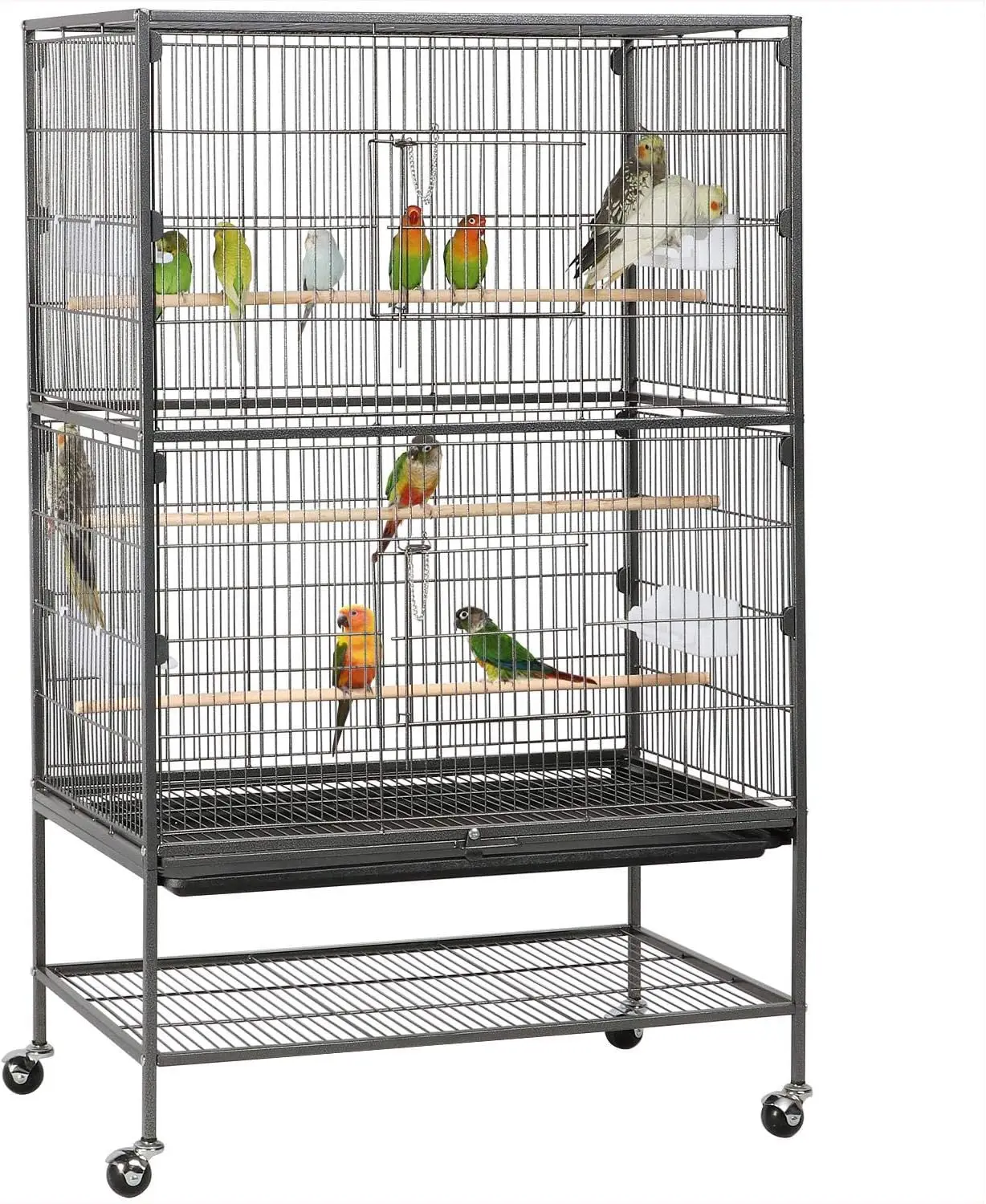 

52-inch Wrought Steel Standing Large Flight King Bird Cage for Cockatiels African Grey Quaker Amazon Sun Parakeets Green