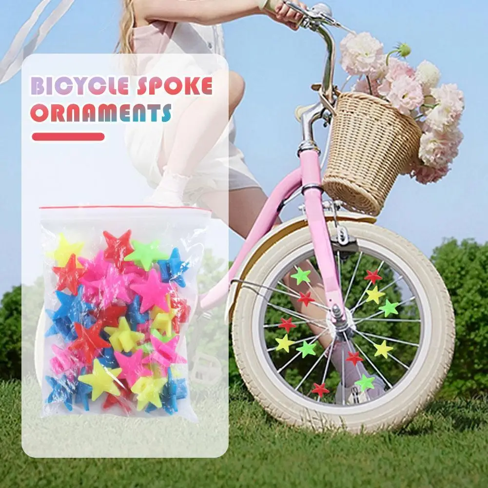 

36 шт. красочные украшения-бусины в виде пентаграммы для велосипедов, аксессуары для детских велосипедов, бусины со спицами для горного велосипеда, детские подарки, аксессуары для велосипеда
