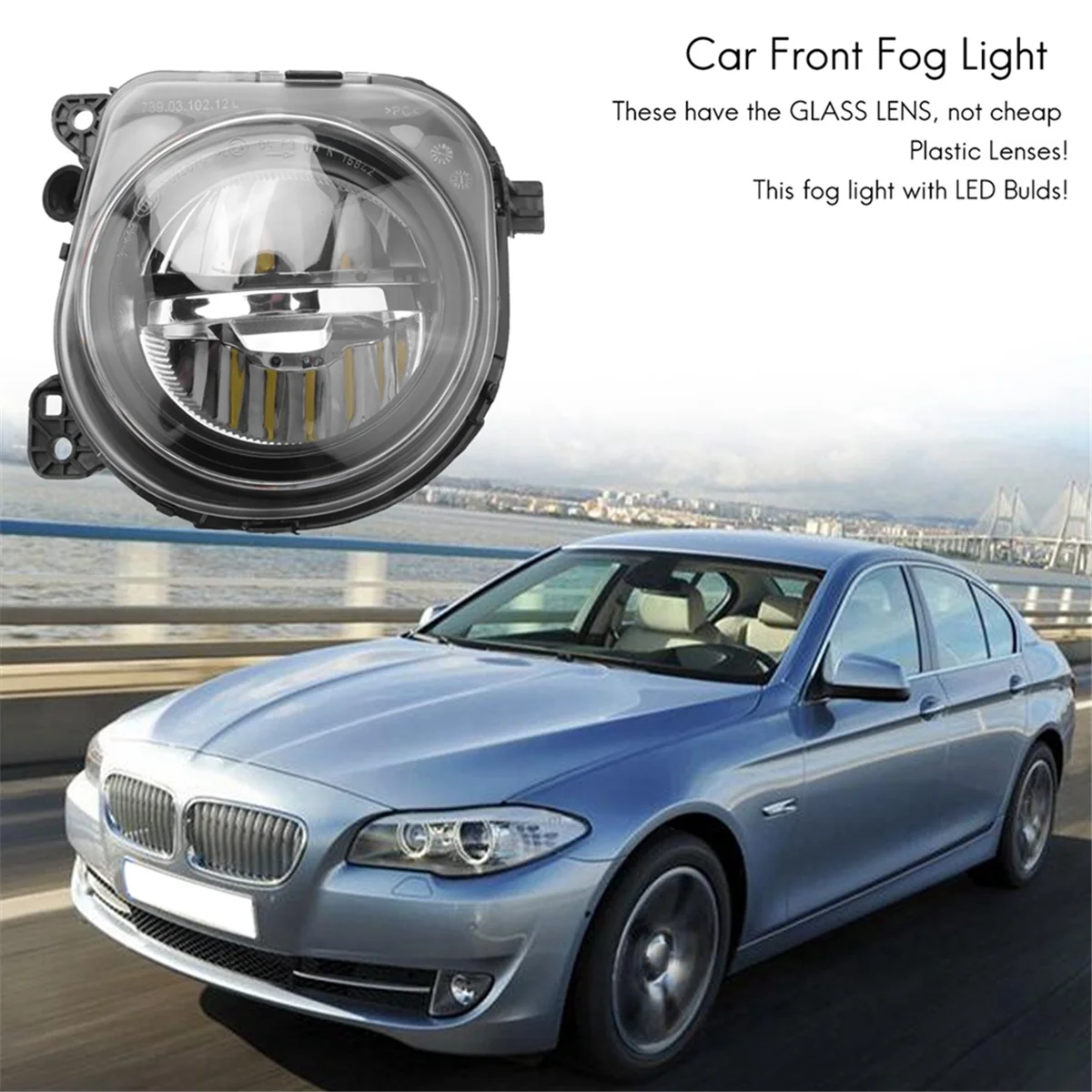 1 Pair LED Light Car Front Fog Light Lamp LED with LED Bulds 63177311293 63177311294 for BMW 5 Series F07 F10 F10 F11