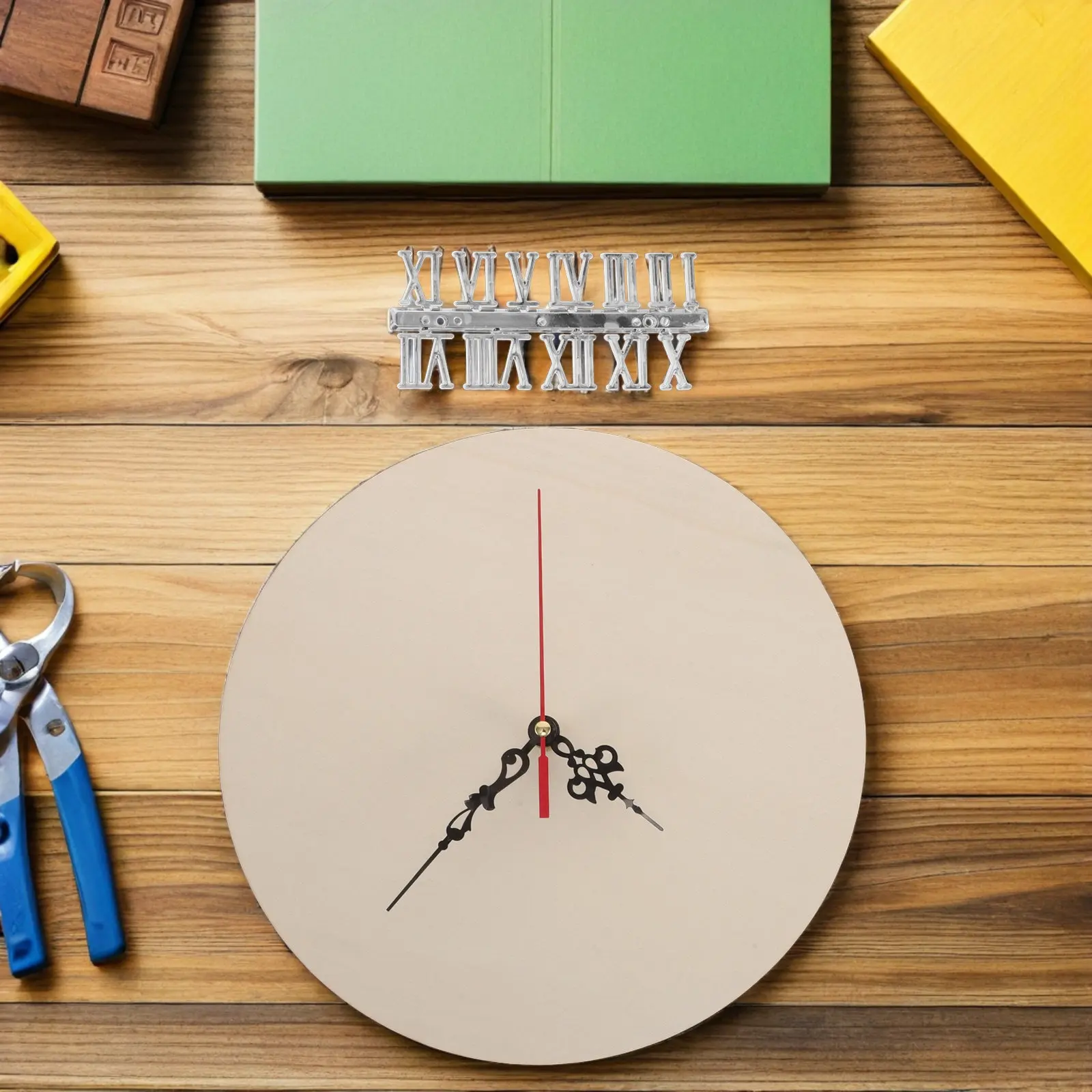 1Set Blank Wooden Clock Face 10 Inch Round Unfinished DIY Wall Clock Dial Kit for Painting Crafting Stenciling Kitchen Office
