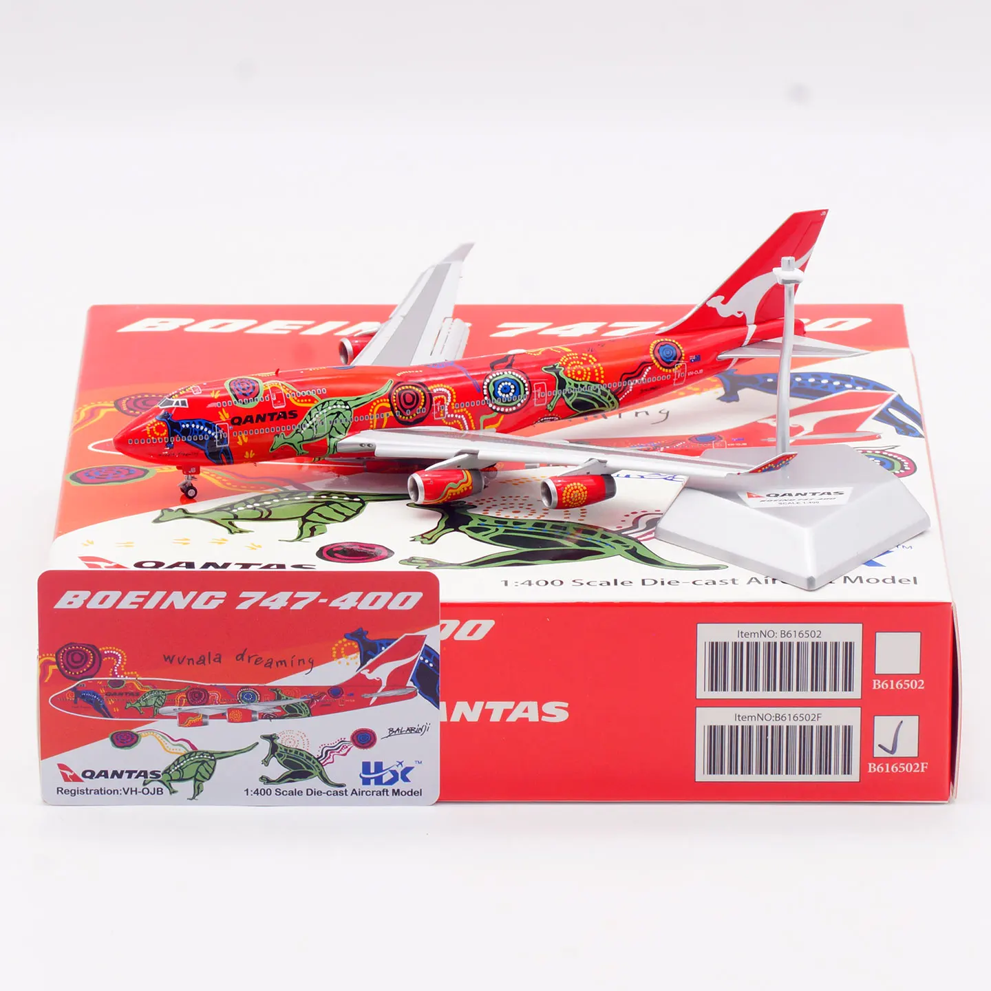B616502F سبيكة تحصيل طائرة هدية HX نموذج 1:400 Qantas الخطوط الجوية بوينغ B747-400 دييكاست نموذج طائرة VH-OJB اللوحات أسفل