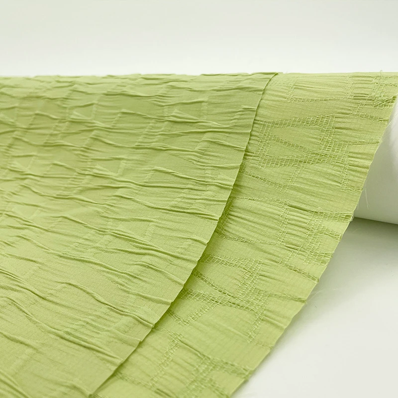 2yards Light green irregular textured crinkled fabric Spring and summer Hanfu dress design fabricA