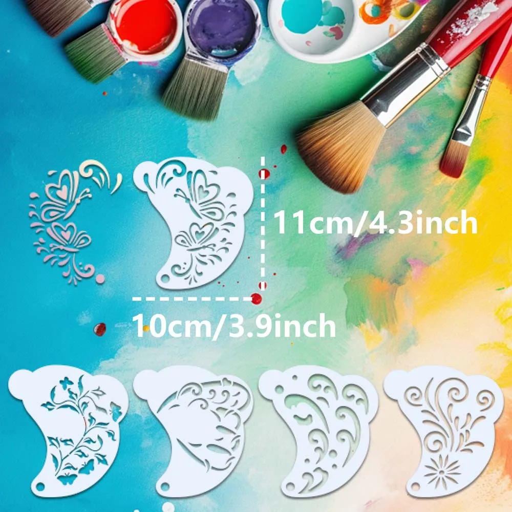 Reusable Face Paint Templates Multiple Pattern Hand Painting Body Art Paint Stencils Decorative Flowers Leaves DIY Makeup Tools