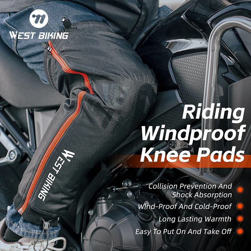 

WEST BIKING Motorcycle Leg Sleeve with PU Protective Anti-collision Shock-Absorbing Cycling Knee Pads Outdoor Sports Protector