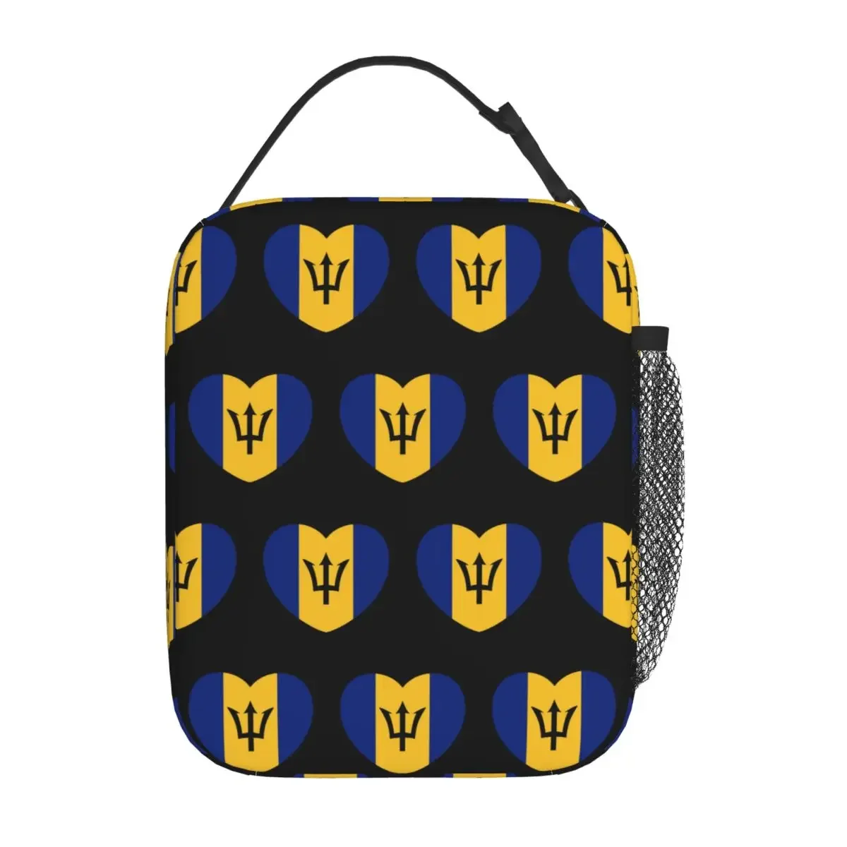 Barbadian Heart For Real Bajans Barbados Flag Insulated Lunch Bag for Women Kids Portable Food Boxes Thermal Lunch Box Tote