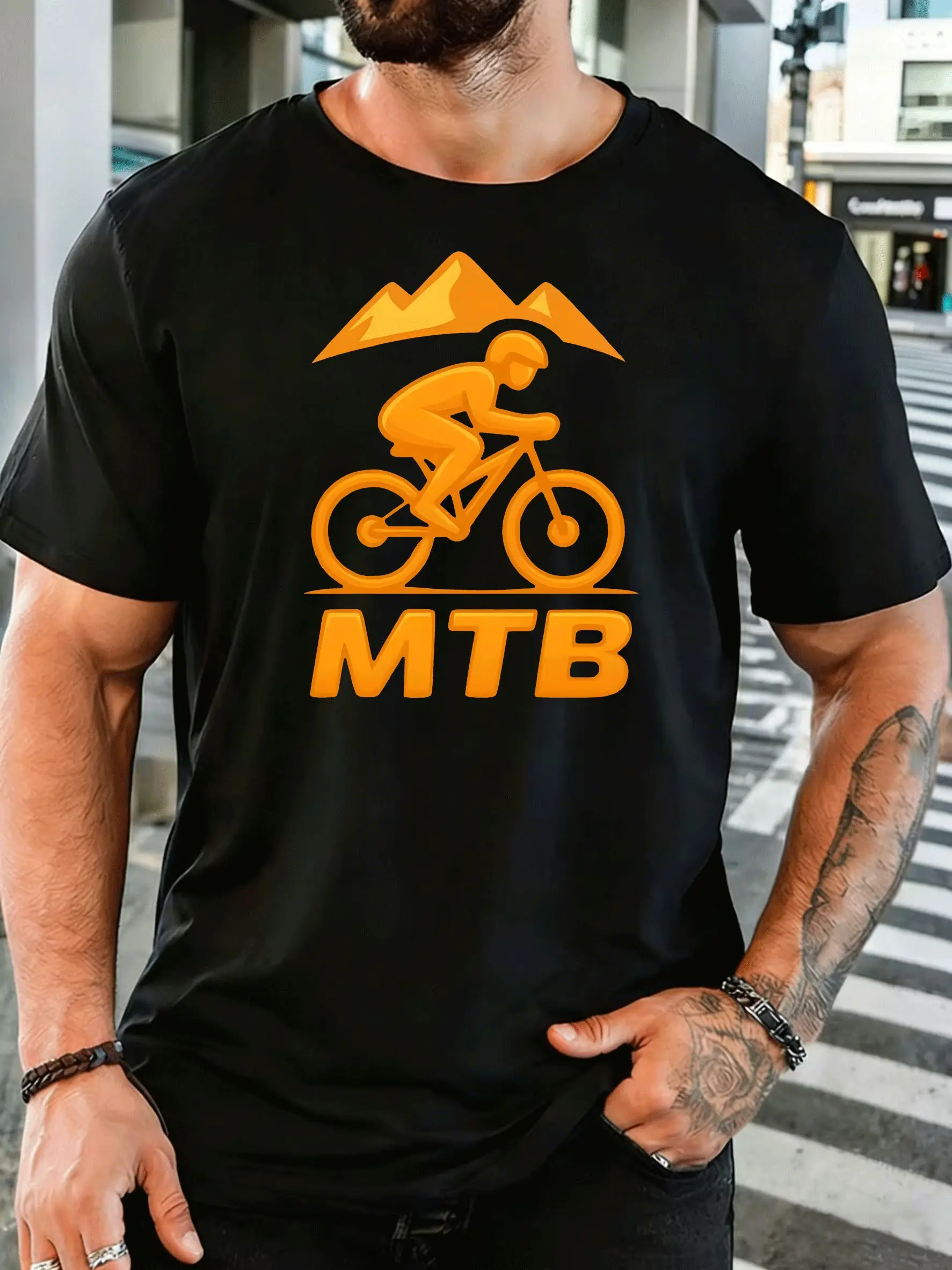 Men Short Sleeve T Shirt MTB Biker Graphic Tee Cycling Sports Print Tops Summer Soft Cotton Casual Street Wear For Adult Male