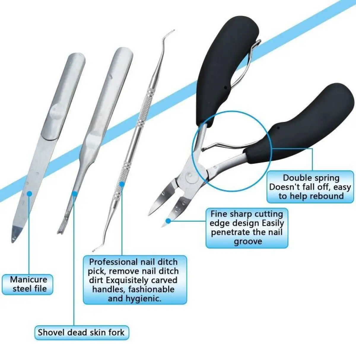 Juego de cortaúñas curvadas de acero inoxidable, herramientas de belleza para uñas masculinas y femeninas