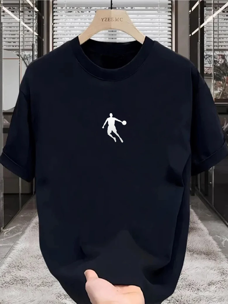 

Large-sized American couple half-sleeved crew collar tops for men and women in short-sleeved cotton T-shirts, sporty and casual