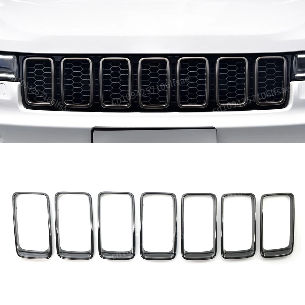 

7pcs/set Gloss Black ABS Plastic Grill Rings for JEEP Grand Cherokee 2014-2016