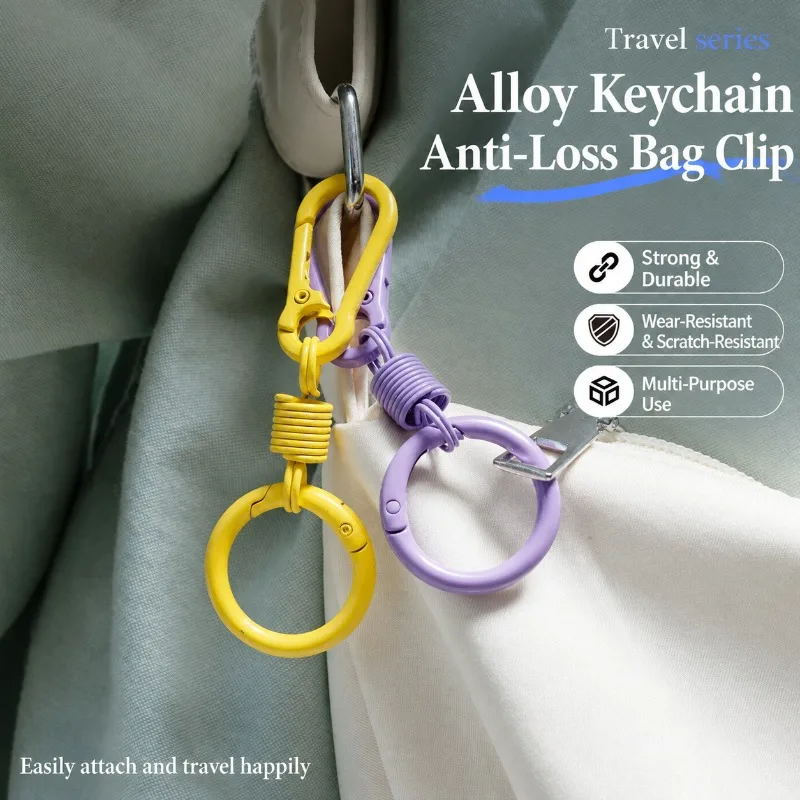Macaron Tone Carabiner, Key Ring Pendant, Figure 8 Buckle, Multicolored Snap Hook, Bag Hanging Clasp, Metal Key Holder