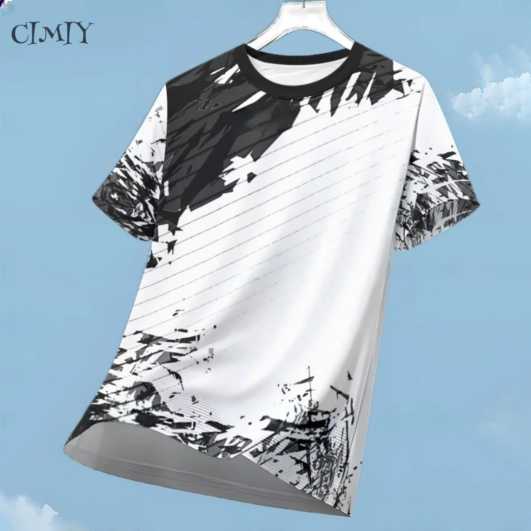 Sports Casual Jersey For Men Dry Fit Shirt Outdoor Running Cycling Short Sleeve Breathable Gym Wear Crew Neck T-Shirt