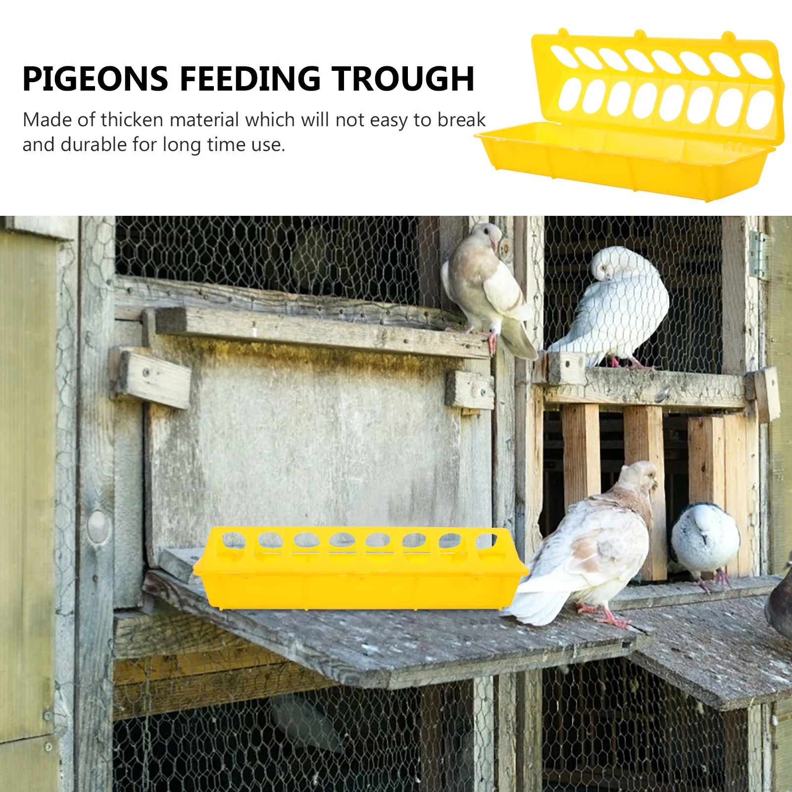 

2pcs Plastic Feeder Trough For Pigeons Chickens Durable Anti-Spill Dish Cage Poultry Food Container Water Bowl Parrot Holder