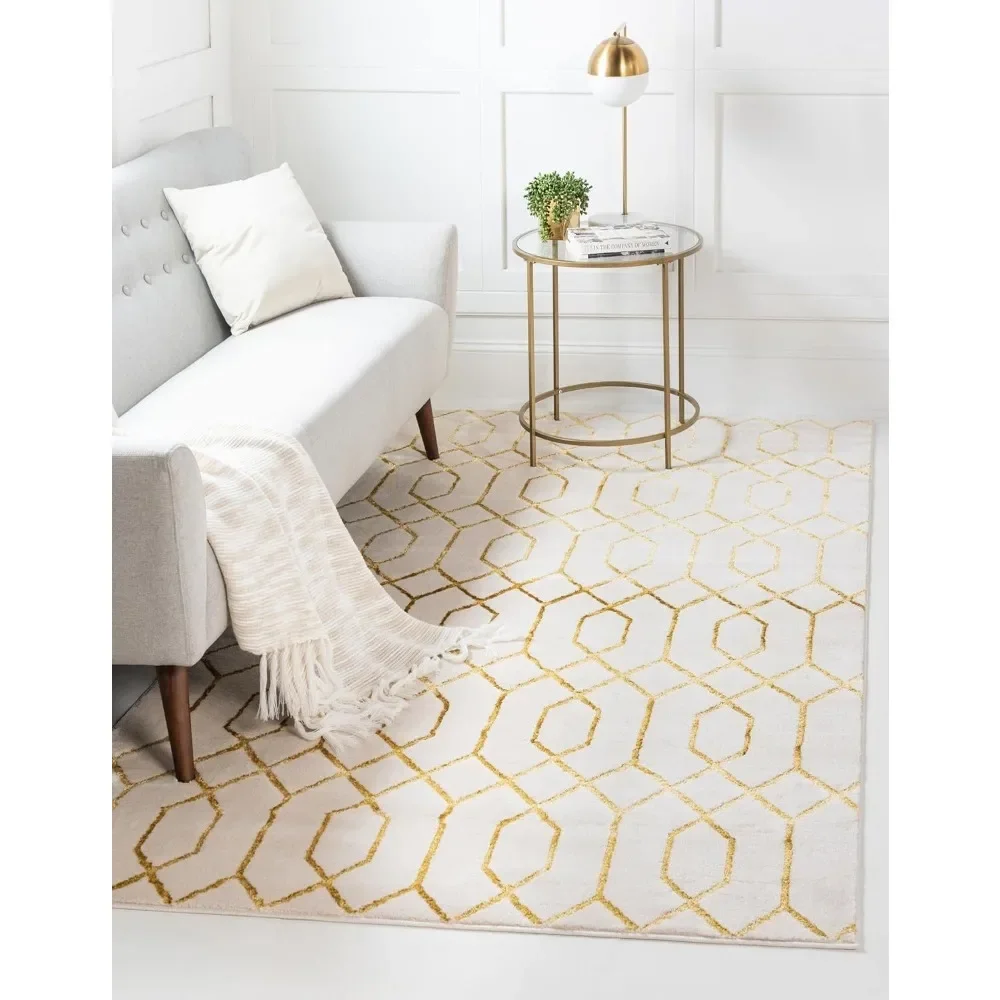 

Collection Area Rug - Trellis (10'x 13' Rectangle, White Gold/ Gold), Carpet