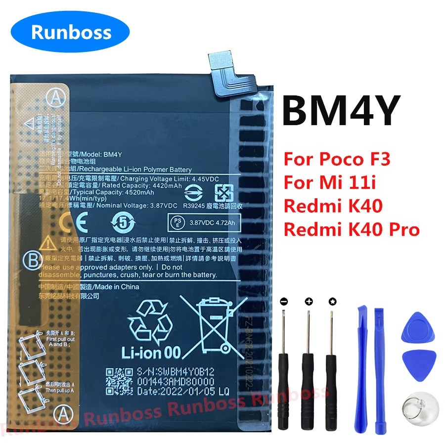 BM4Y 4520mAh New Original Battery For Xiaomi Mi 11i  , For Poco F3 GT , Redmi K40 Pro K40Pro 5G Mobile Phone