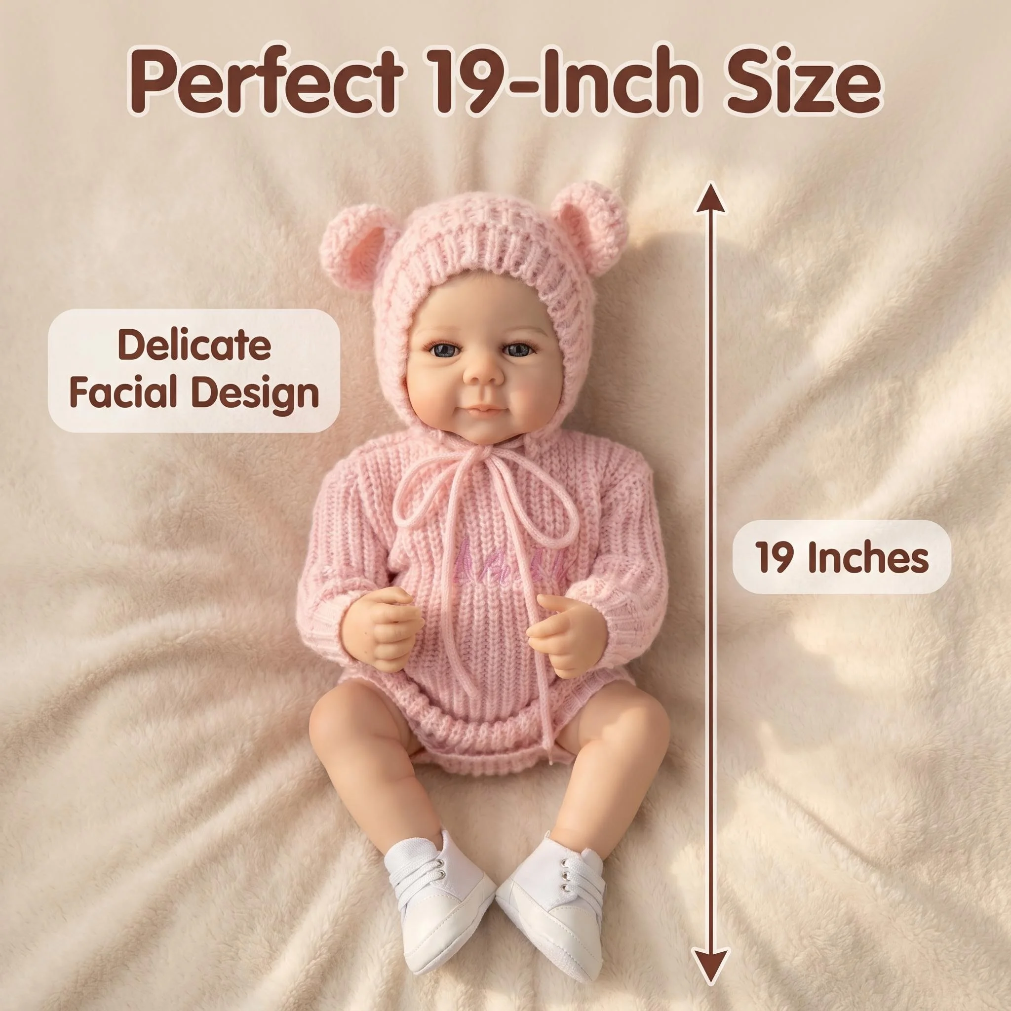 

Julietta NPK 19inch Art Doll with Full Vinyl Body Lifelike Cuddly Baby 3D Skin with Visible Veins Multiple Layers Painting