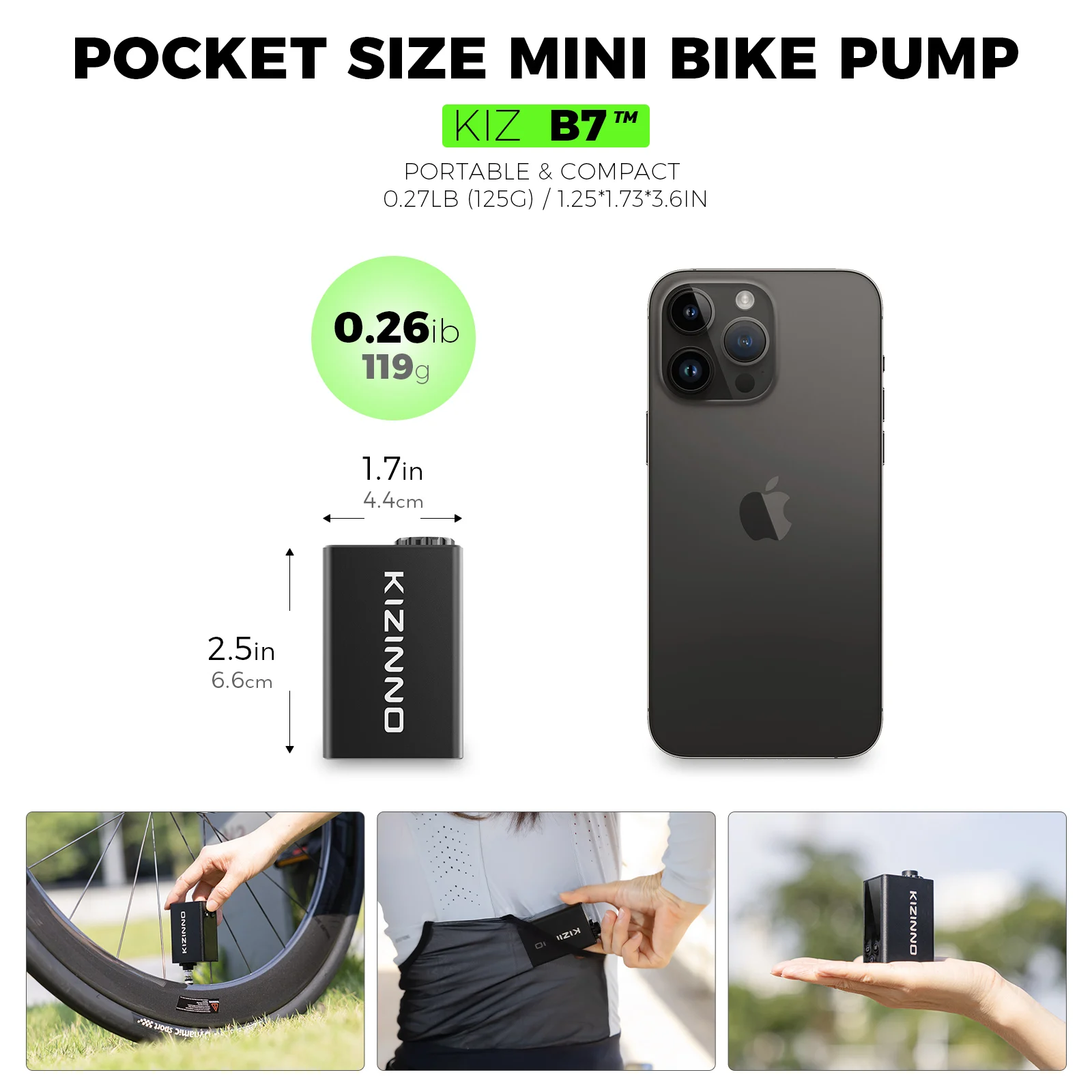 Mini 120PSI Electric Bike Pump Portable Bicycle Tire Inflator Presta Schrader Air Pump for MTB Road E-Bike Motor Ball