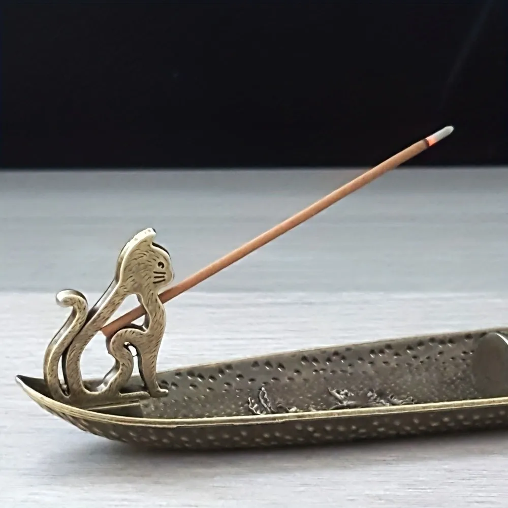Metal Cat Whispers Incense Tray Traditional Zen Style Incense Burner Tray Sturdy Chic Style Incense Censer Gathering Occasion