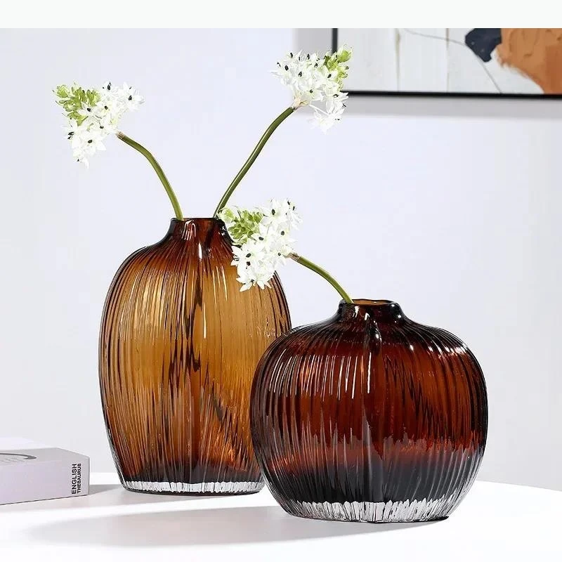Glass Vase Hydroponic Transparent Flower Pots Desk Decoration Flower Arrangement Modern Floral Vases Room Aesthetic Decor