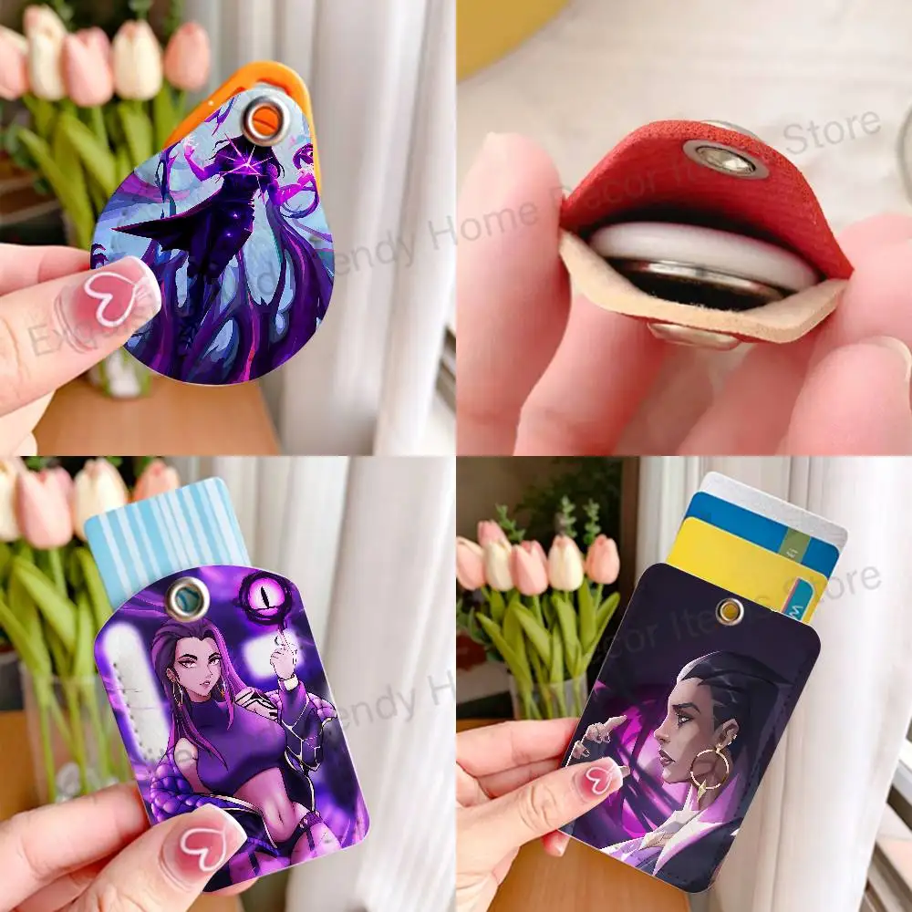 V-Valorants Reyna Game Cartoon Game Anime Leather Card Holder Can Store Access Control ID Card Subway Air Tag Case