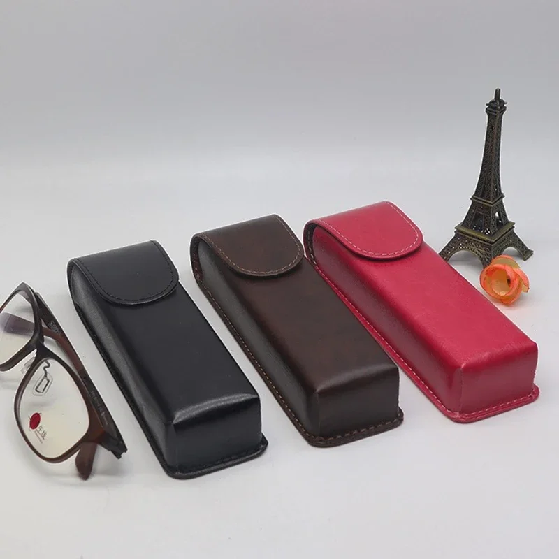 

Classic Leather Glasses Case Long Binding Sunglasses Box Men Women Optical Presbyopia Glasses Leather Case Glasses Storage Box