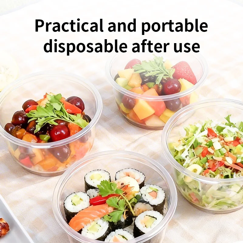 Disposable Plastic Bowls Transparent Heavy Duty for Ice Cream Dessert Fruit Salad Picnic Wedding Party Kitchen Food Container view 4