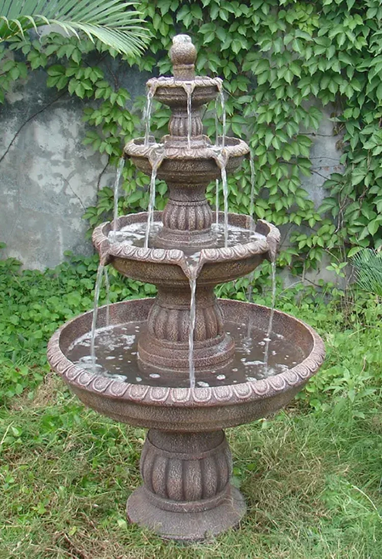 2026 Outdoor Garden Decoration Large Natural Fiber Resin Carving White Water Fountains Outdoor Decoration