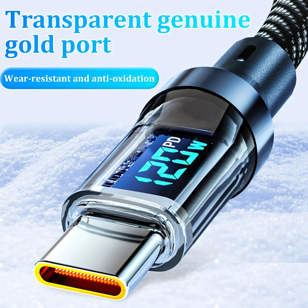 6A USB C To USB C Cable Digital Display PD 120W Fast Charging USB A To Type C Data Transmission Cord For Xiaomi Samsung Huawei