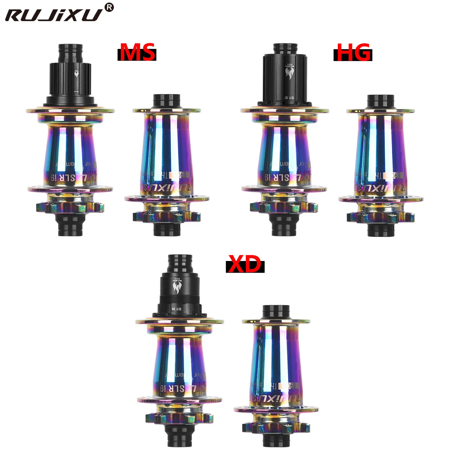 Rainbow 690 rings RUJIXU SLR I9 110*15 141*10 148*12 Bicycle Hub  6-bolt Disc Brake J-Bend 32 Holes BOOST MTB Hub HG XD MS