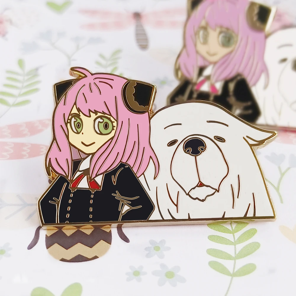 Cute Anya Forger Hard Enamel Pin Cartoon Kawaii Girl and Large Dog Brooch SPY×FAMILY Anime Fans Collect Badge Jewelry Gift