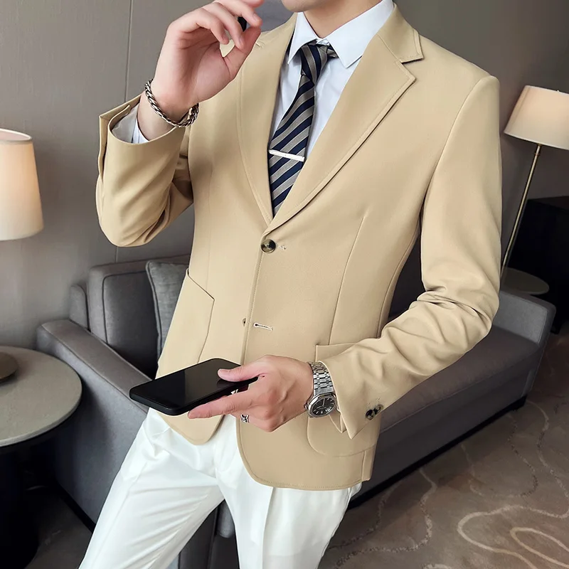 2023New Small Suit Men\'s Fashion Jacket Slim Handsome Spring and Autumn Men\'s Tuxedo  British Casual Men\'s Coat/ Men Blazer