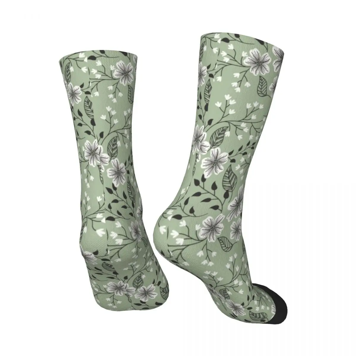 Sage green floral Socks Hiking boots bright garter Socks For Man Women\'s