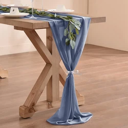 Corredores de mesa de gasa semitransparente, Decoración de mesa de gasa de seda, decoraciones navideñas de boda, cubierta de Mesa para el hogar, ajuste de comedor, 2024